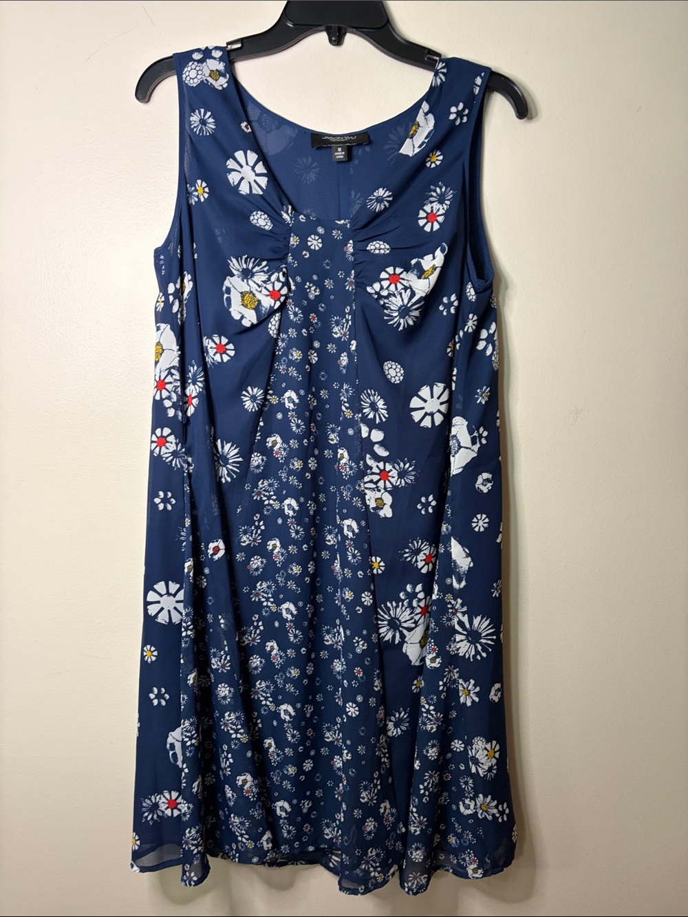 Jason WU Navy Midi Dress with White Florals - Picture 2 of 6